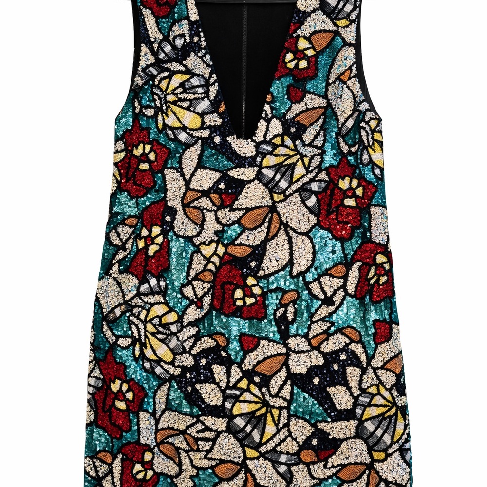 Alice + Olivia Multicolor Floral Sequin Dress